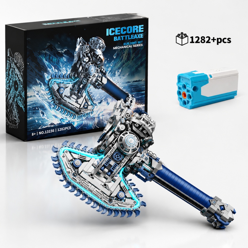 Cosplay Prop Building - 1282Pcs Technical Ice Battle Axe Building