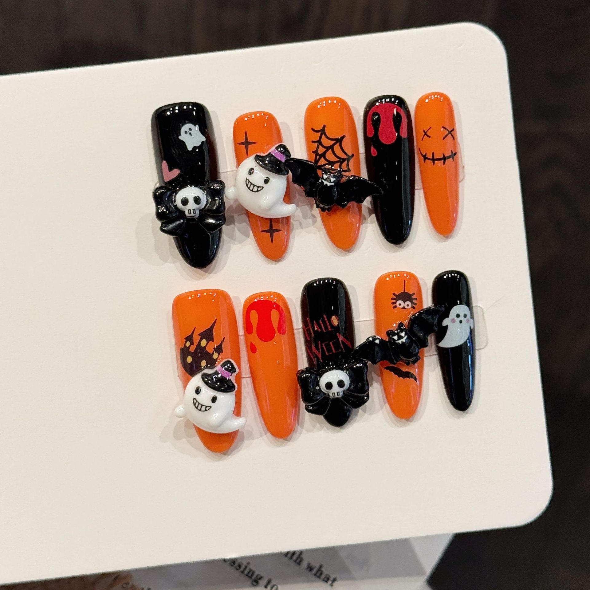 10Pcs Long Oval Press On Nails - Cosplay Bat Prop recension och pris