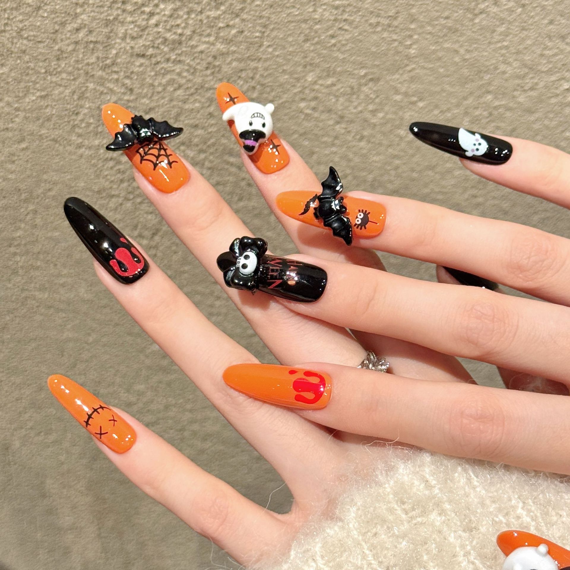 10Pcs Long Oval Press On Nails - Cosplay Bat Prop recension och pris
