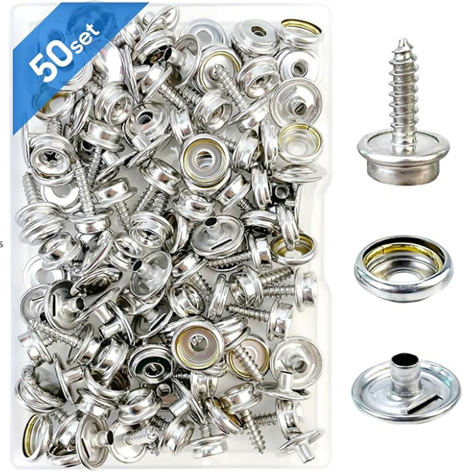 50 Set Stainless Steel Boat Ma - Snap Fastener Set recension och pris